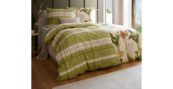 BETTWÄSCHE CUBY Satin 140/200 cm  - Grün, KONVENTIONELL, Textil (140/200cm) - Novel