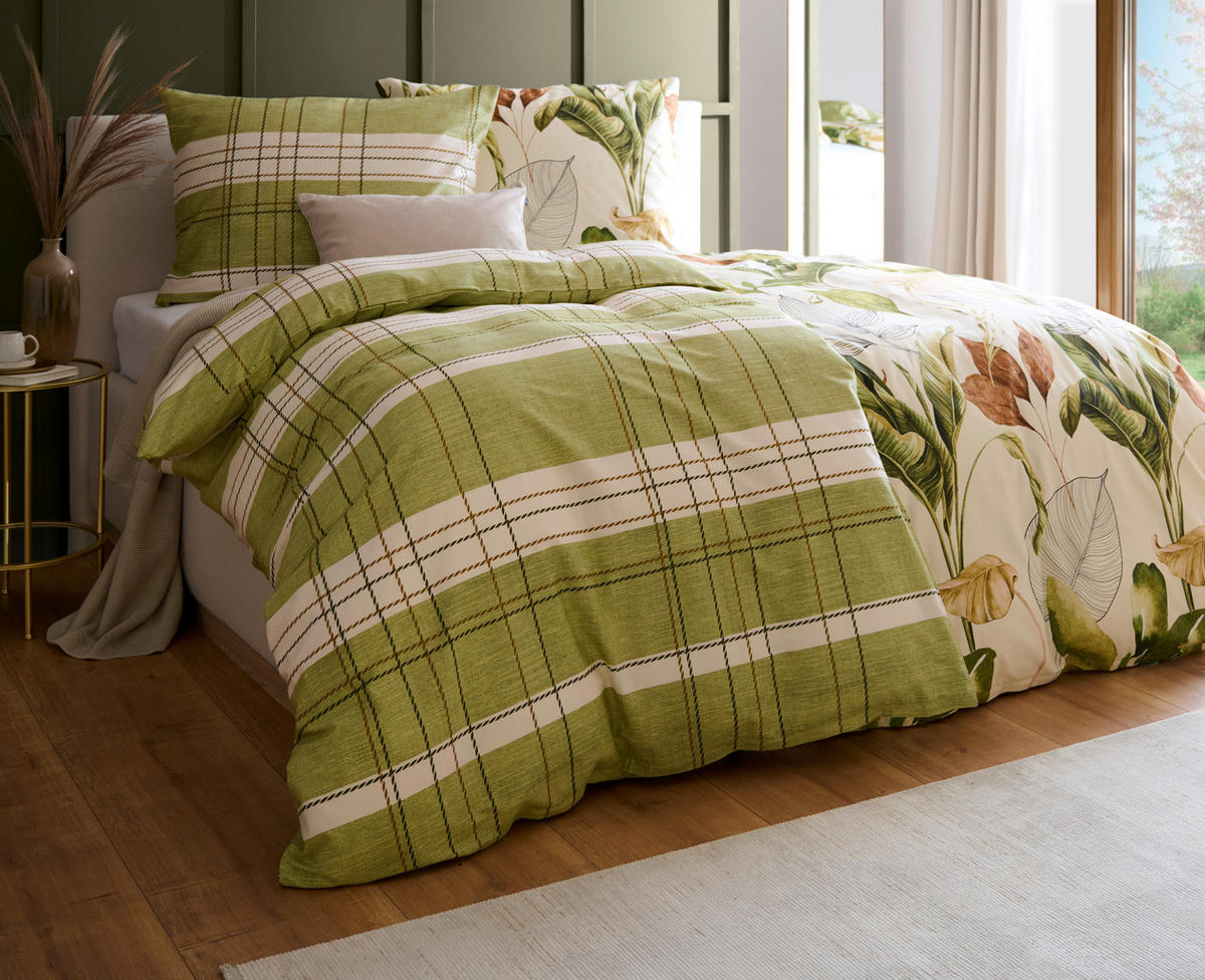 BETTWÄSCHE CUBY Satin 140/200 cm  - Grün, KONVENTIONELL, Textil (140/200cm) - Novel