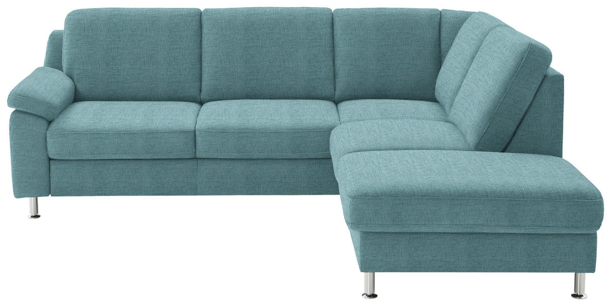 ECKSOFA in Webstoff Türkis  - Türkis/Alufarben, Konventionell, Textil/Metall (241/200cm) - Beldomo System
