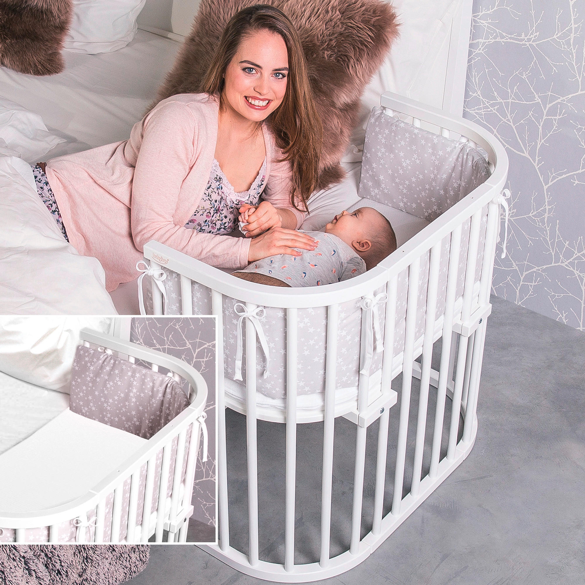 BEISTELLBETT 96/54/79 cm  - Kernbuche, Basics, Holz (96/54/79cm) - Babybay