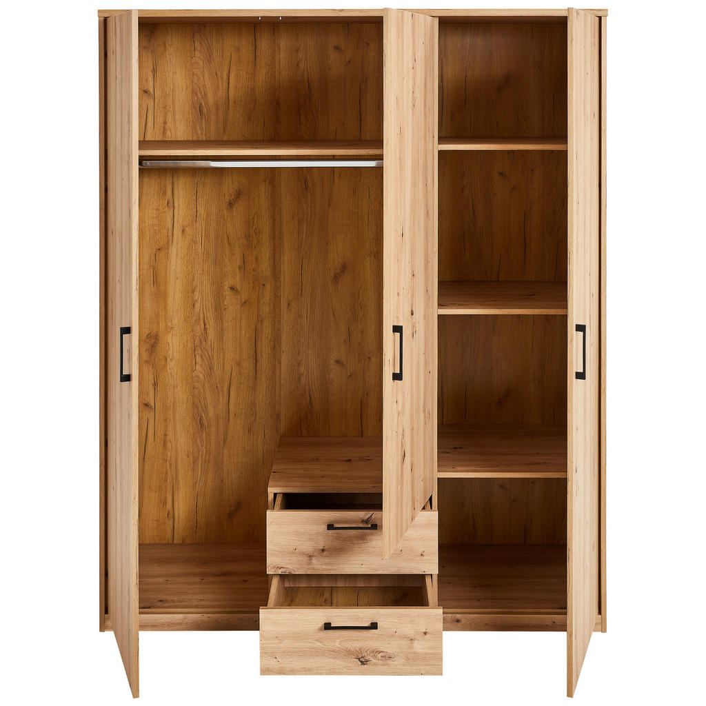 Thumbnail - Xora Drehtürenschrank, Eiche Artisan, Metall, 4 Fächer, 2 Schubladen, 157x194x54 cm, Beimöbel erhältlich, Schlafzimmer, ...