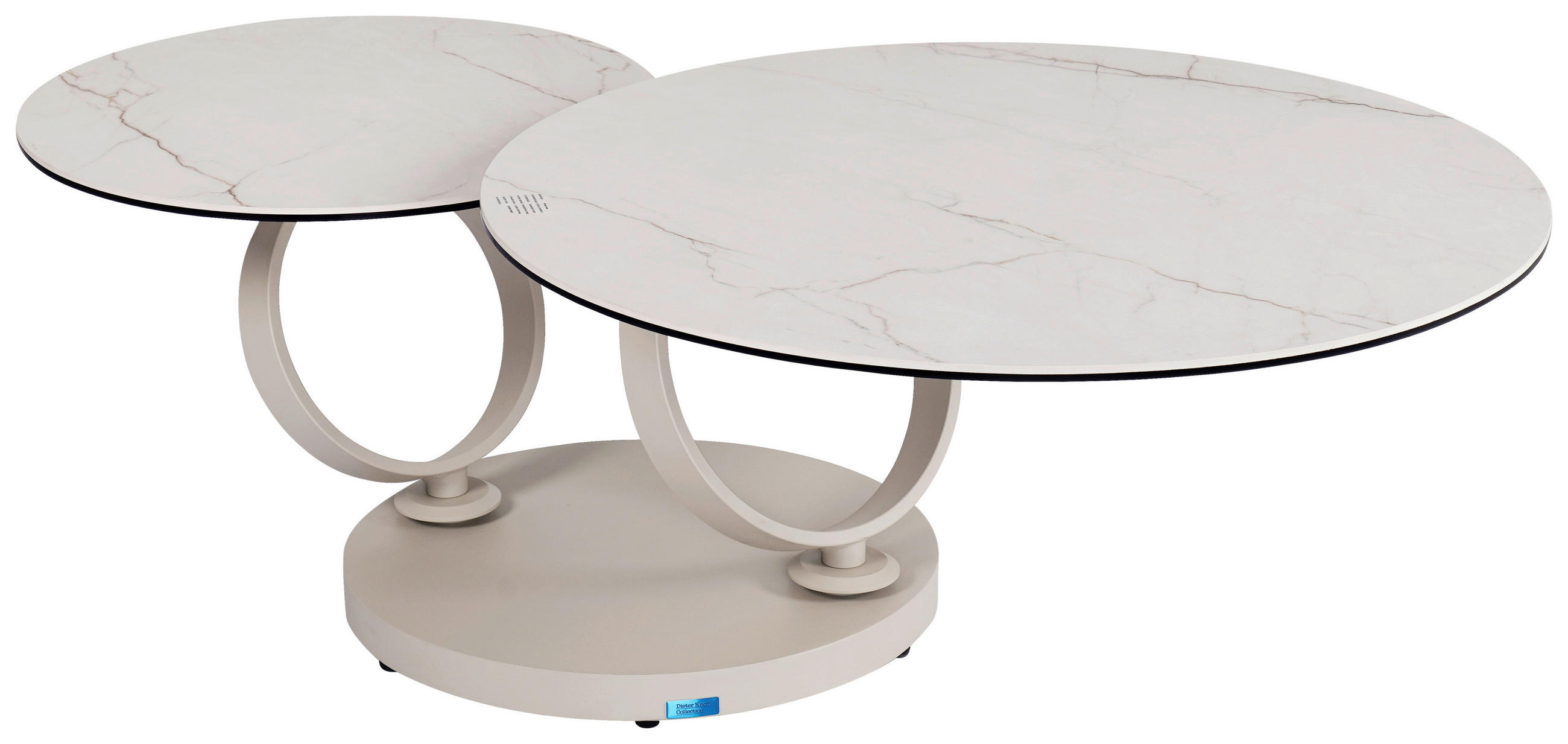 COUCHTISCH ESG 80-133,5/80/43 cm rund Weiß, Beige  - Beige/Weiß, Design, Glas/Keramik (80-133,5/80/43cm) - Dieter Knoll