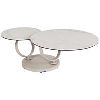 COUCHTISCH ESG 80-133,5/80/43 cm rund Weiß, Beige  - Beige/Weiß, Design, Glas/Keramik (80-133,5/80/43cm) - Dieter Knoll