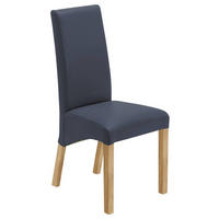 STUHL Lederlook Eichefarben, Dunkelblau  - Eichefarben/Dunkelblau, KONVENTIONELL, Holz/Textil (47/102/57cm) - Carryhome