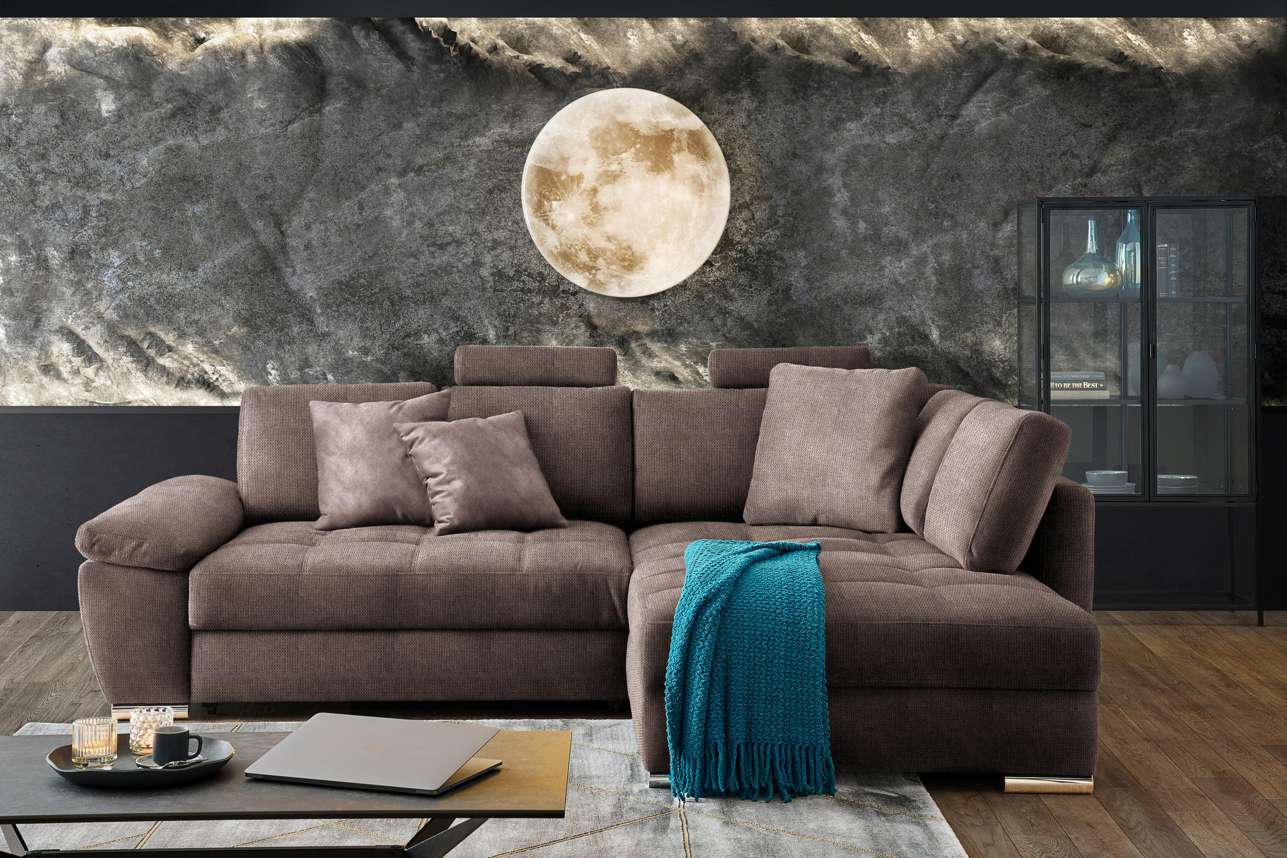 ECKSOFA in Webstoff Taupe  276/212 cm  - Taupe/Chromfarben, Design, Kunststoff/Textil (276/212cm) - Carryhome