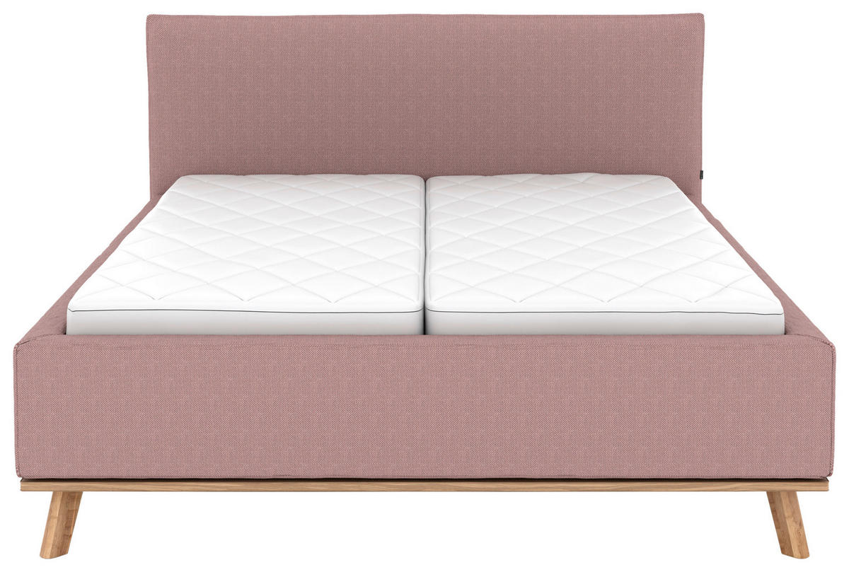 POLSTERBETT Matratze, Lattenrost, Bettkasten 160/200 cm  in Altrosa  - Eichefarben/Altrosa, Design, Holz/Textil (160/200cm) - Musterring