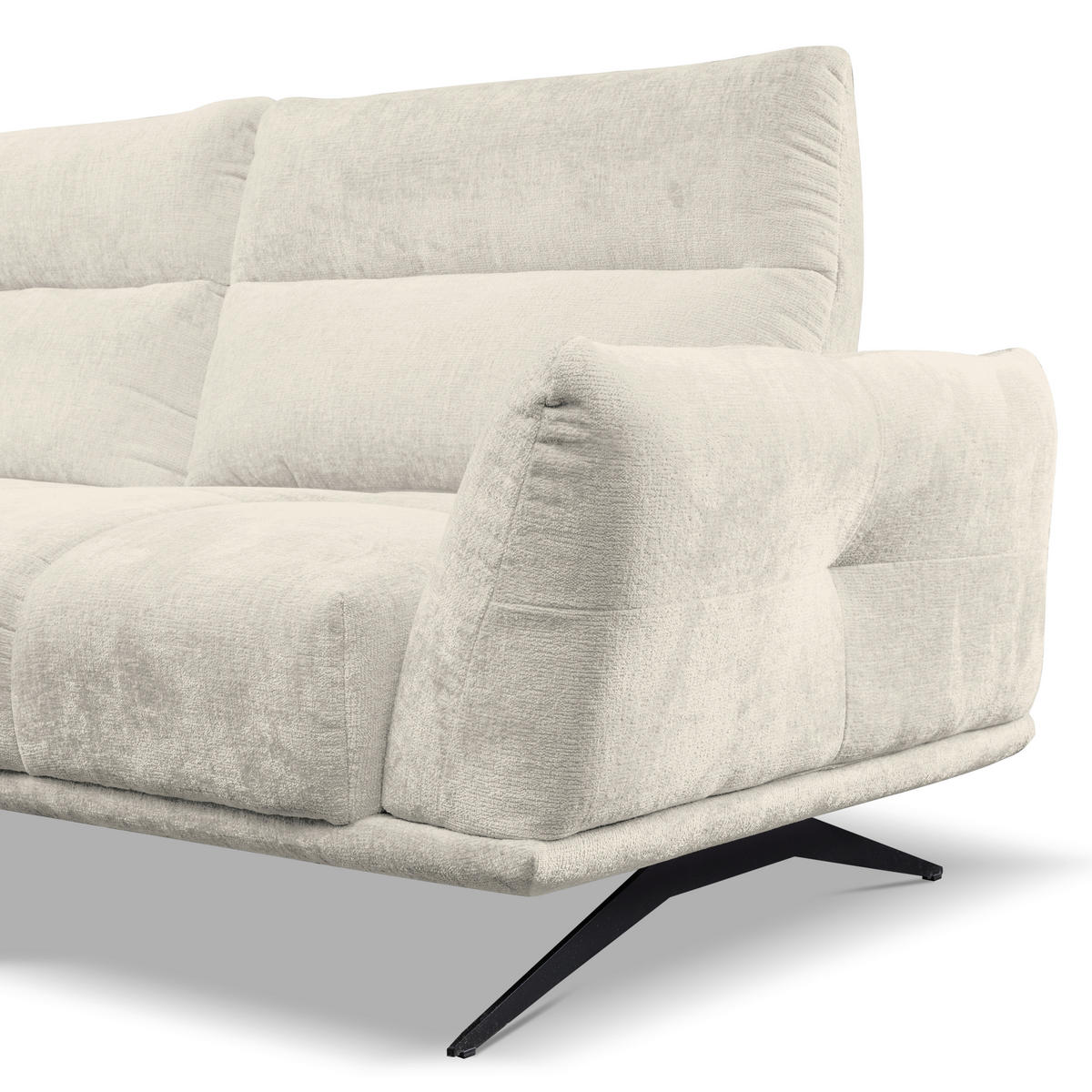 HÖRNSOFFA i chenille cremefärgad  - svart/cremefärgad, Design, metall/textil (298/195cm) - Stylife
