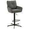 BARHOCKER Leinenoptik Grau, Schwarz Eisen Sitzfläche 360° drehbar, Stoffauswahl  - Taupe/Schwarz, Design, Textil/Metall (58/103-123/61cm) - Novel