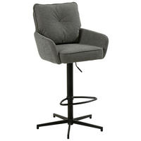 BARHOCKER Leinenoptik Grau, Schwarz Eisen Sitzfläche 360° drehbar, Stoffauswahl  - Taupe/Schwarz, Design, Textil/Metall (58/103-123/61cm) - Novel