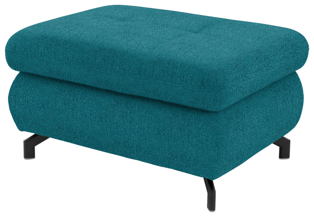 ECKSOFA in Chenille Petrol  220/310 cm  - Petrol/Schwarz, Design, Textil/Metall (220/310cm) - Beldomo Style