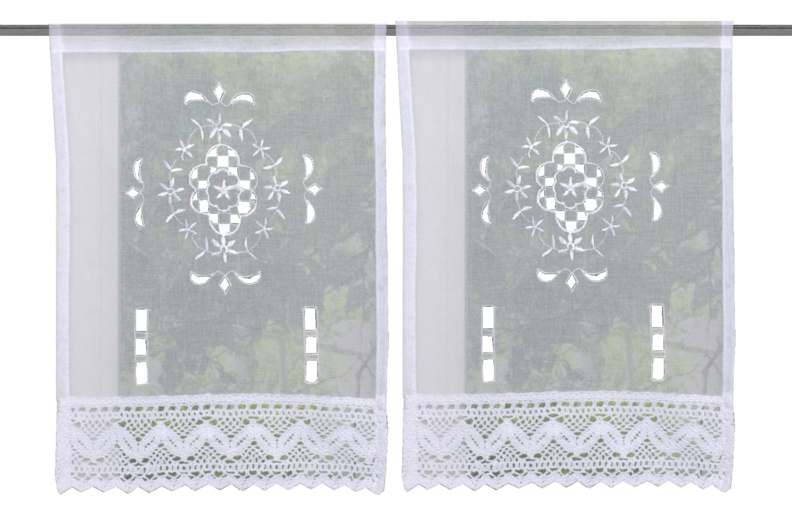 KURZGARDINEN 2ER SET     - Weiß, KONVENTIONELL, Textil (30cm)