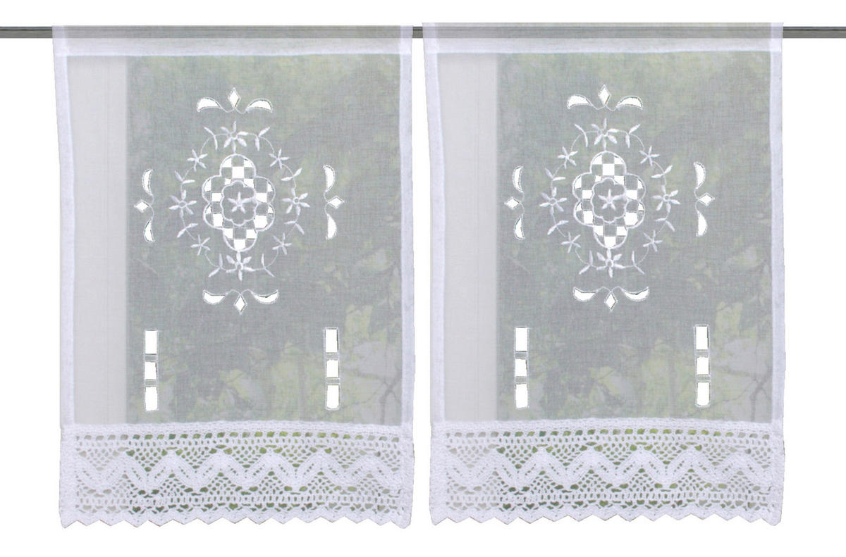 KURZGARDINEN 2ER SET     - Weiß, KONVENTIONELL, Textil (30cm)