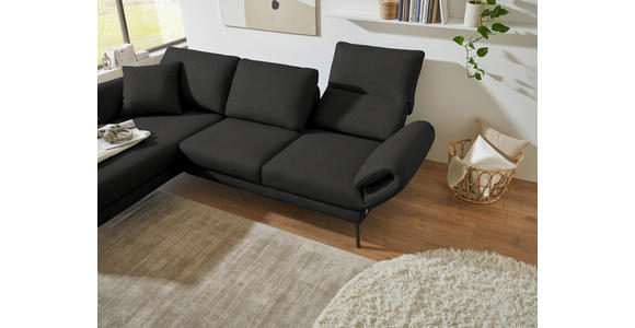 ECKSOFA  in Flachgewebe Anthrazit  175-224/255-365 cm  - Anthrazit/Schwarz, Design, Textil/Metall (175-224/255-365cm) - Dieter Knoll