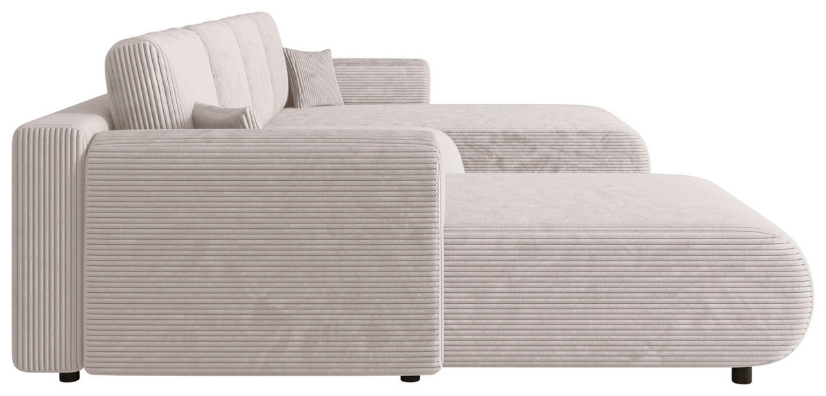 Wohnlandschaft inkl. Funktion Beige Cord  - Beige/Schwarz, KONVENTIONELL, Textil (200/360/200cm) - Xora