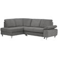 ECKSOFA in Flachgewebe Grau  - Silberfarben/Grau, KONVENTIONELL, Holz/Textil (186/255cm) - Cantus