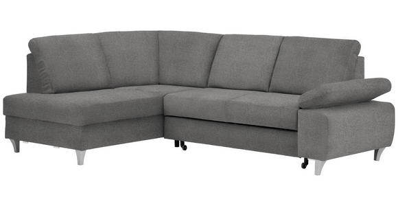 ECKSOFA in Flachgewebe Grau  - Silberfarben/Grau, KONVENTIONELL, Holz/Textil (186/255cm) - Cantus