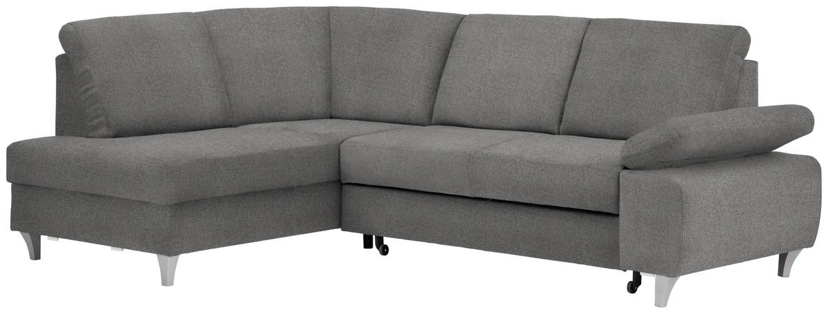 ECKSOFA in Flachgewebe Grau  - Silberfarben/Grau, Konventionell, Holz/Textil (186/255cm) - Cantus