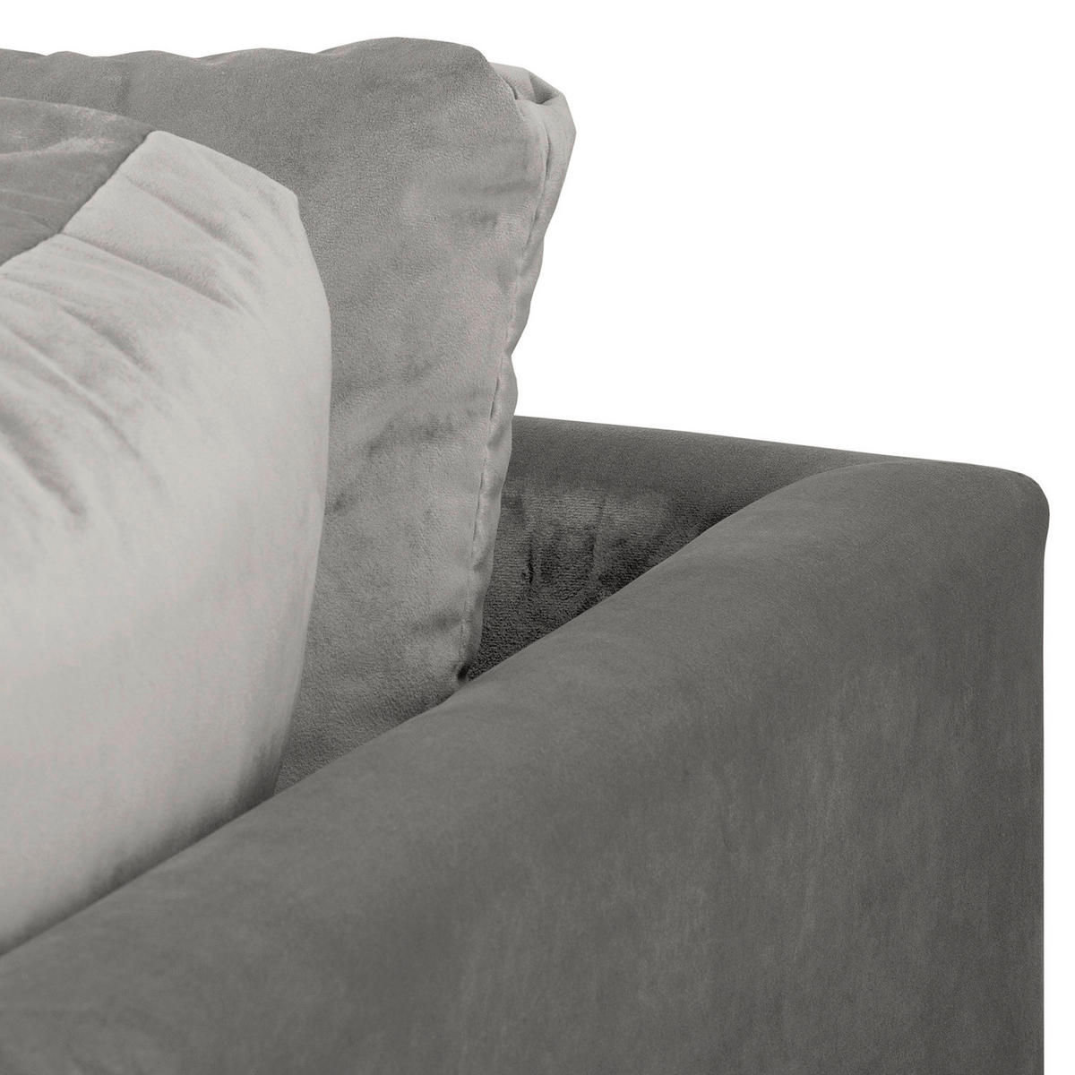 ECKSOFA inkl. Hocker Ariella Grau Samt Rückenkissen, Hocker  - Naturfarben/Grau, Design, Holz/Textil (231/161cm) - Livetastic