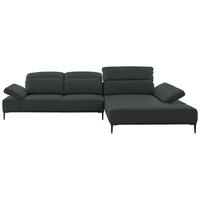 ECKSOFA  in Echtleder Schwarz  322/206 cm  - Schwarz, MODERN, Leder/Metall (322/206cm) - Chilliano