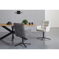 ARMLEHNSTUHL  in Eisen Chenille  - Beige/Schwarz, Design, Textil/Metall (61/91,5/66cm) - Stylife