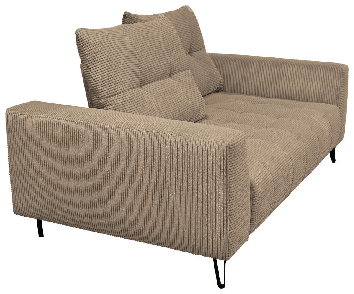 BIGSOFA Cord Beige  - Beige/Schwarz, KONVENTIONELL, Textil/Metall (246/100/116cm) - Carryhome