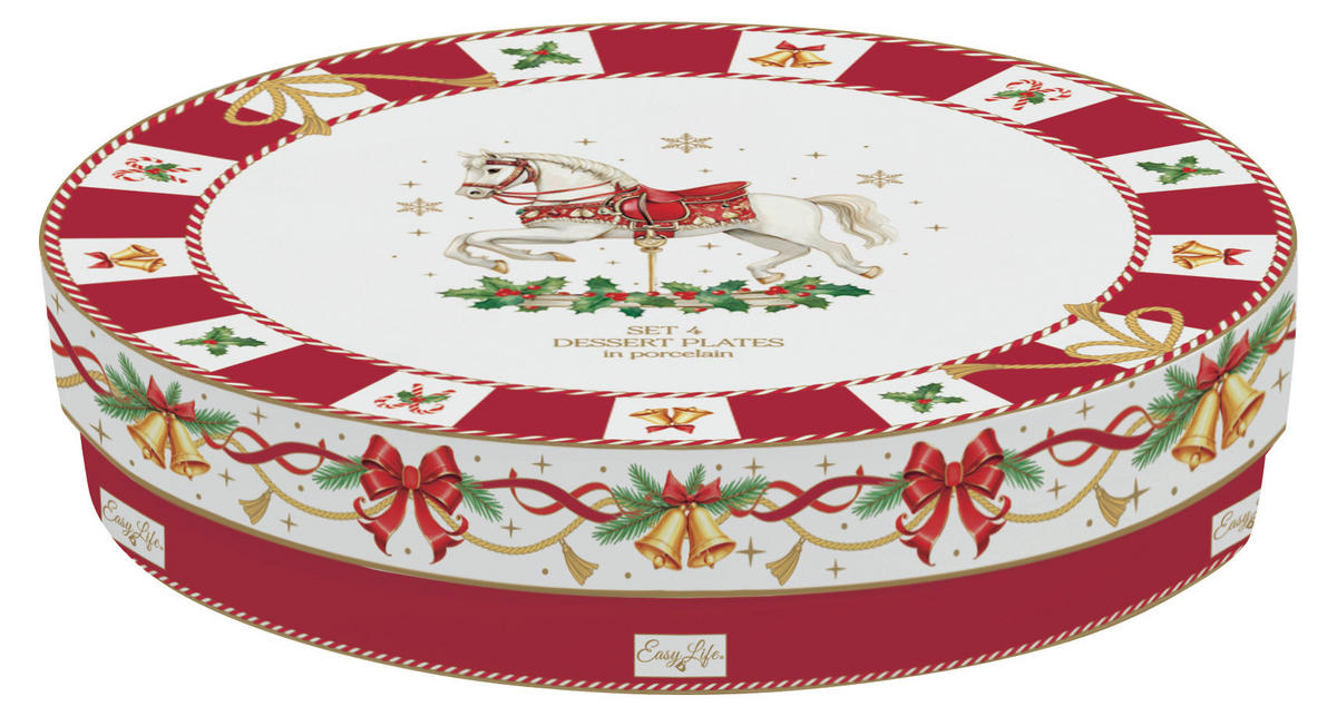 DESSZERTES TÁNYÉR 19 cm  - piros/fehér, Basics, kerámia (19cm) - Easy Life