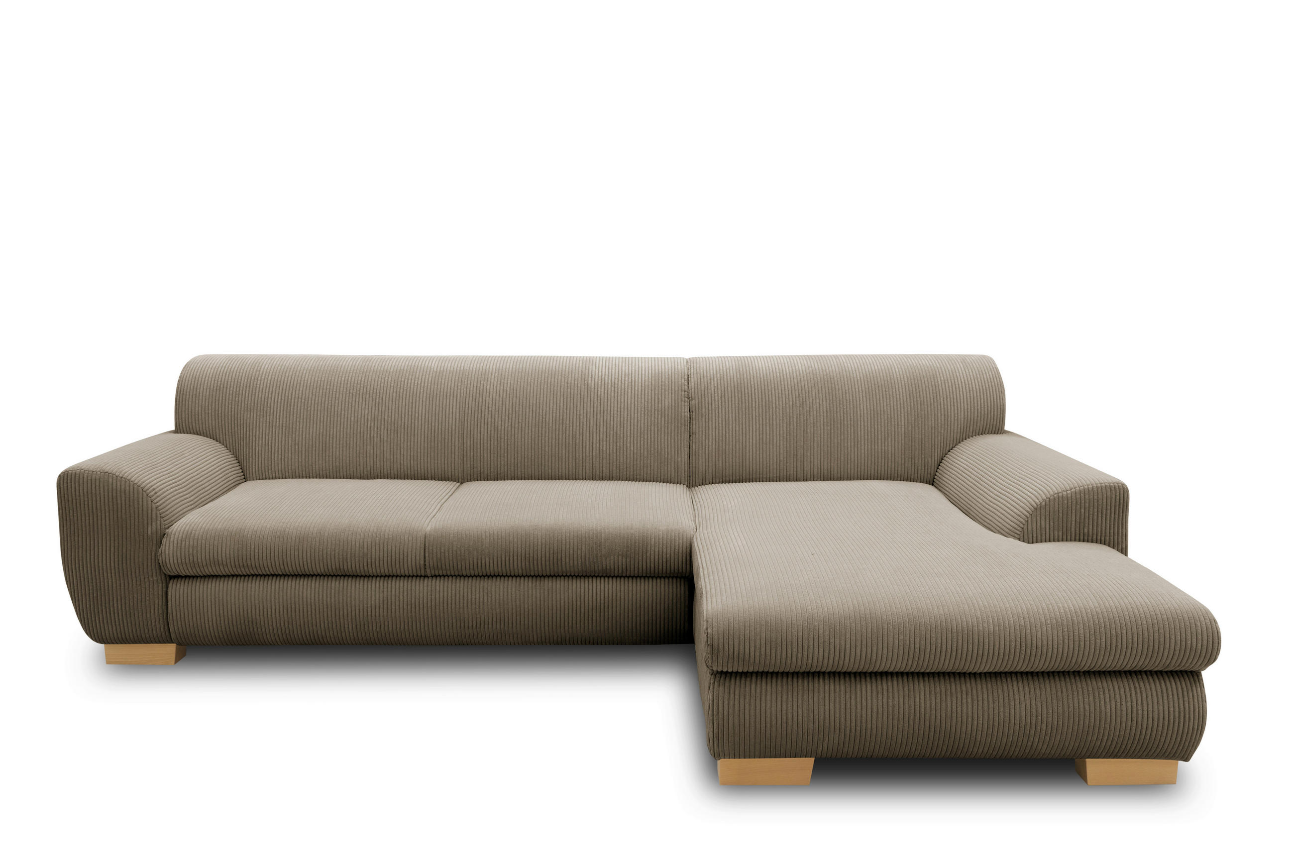ECKSCHLAFSOFA NIKA Schlammfarben Webstoff  - Schlammfarben/Silberfarben, Basics, Holz/Textil (277/156cm) - MID.YOU