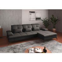 ECKSOFA in Echtleder Anthrazit  - Anthrazit/Schwarz, Konventionell, Leder/Metall (279/185cm) - Sit & More