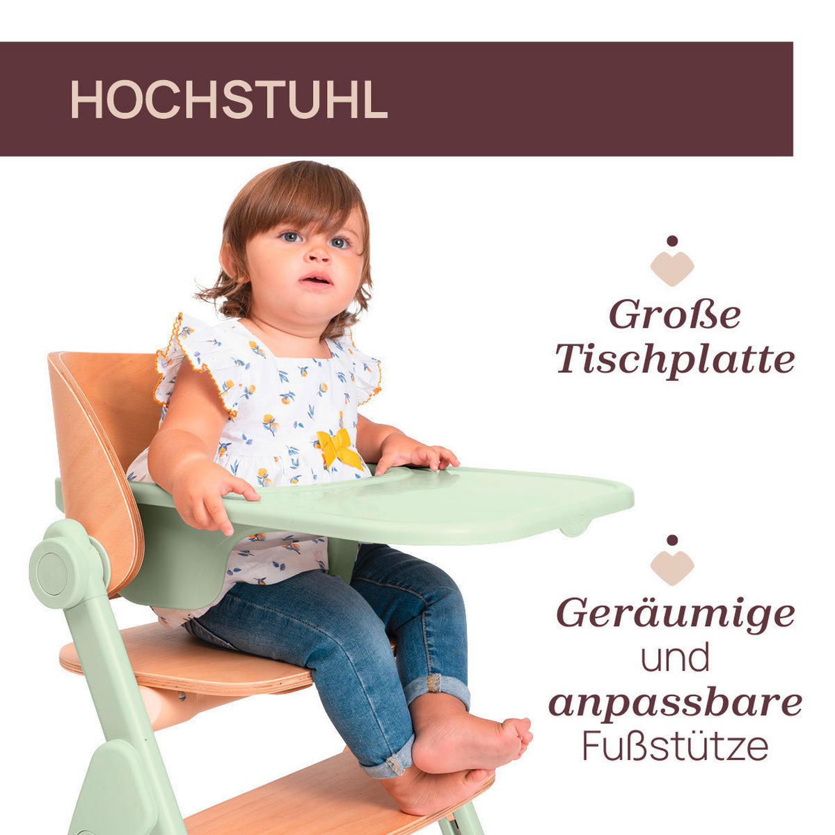 HOCHSTUHL Meraviglia Buchefarben, Olivgrün Olive/Buche  - Buchefarben/Olivgrün, Basics, Holz/Kunststoff (44/63-83/55cm) - Chicco