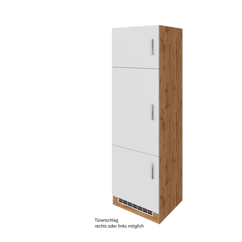 Kühlschrank-umbauschrank B: 60 Cm Weiß/ Eiche Dekor