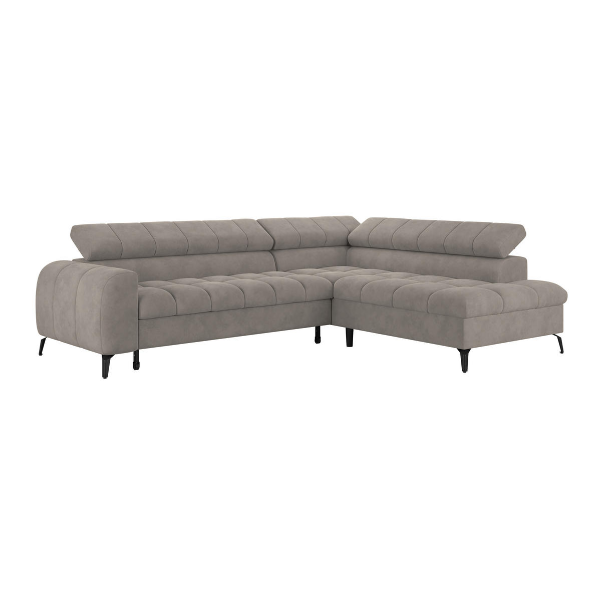 ECKSOFA Grau  - Schwarz/Grau, Trend, Kunststoff/Textil (261/203cm) - Livetastic