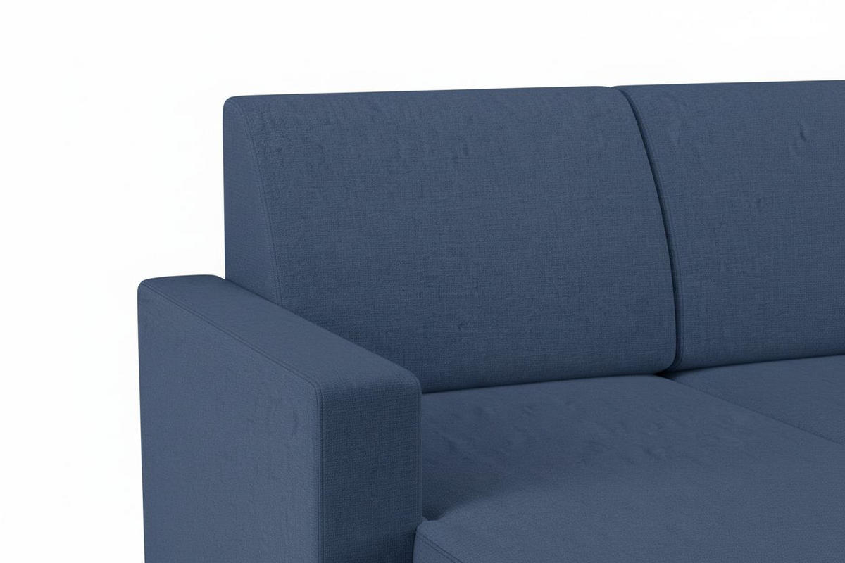 WOHNLANDSCHAFT Bouclé Blau  - Blau/Buchefarben, Design, Holz/Holzwerkstoff (310/160/145cm) - MID.YOU