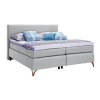BOXSPRINGBETT 140/200 cm  in Hellgrau  - Hellgrau/Kupferfarben, KONVENTIONELL, Textil/Metall (140/200cm) - Esposa