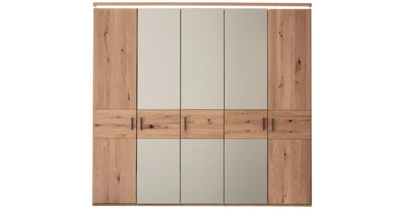 DREHTÜRENSCHRANK 247/230/62 cm 5-türig Eichefarben  - Eichefarben/Schwarz, Natur, Glas/Holz (247/230/62cm) - Linea Natura