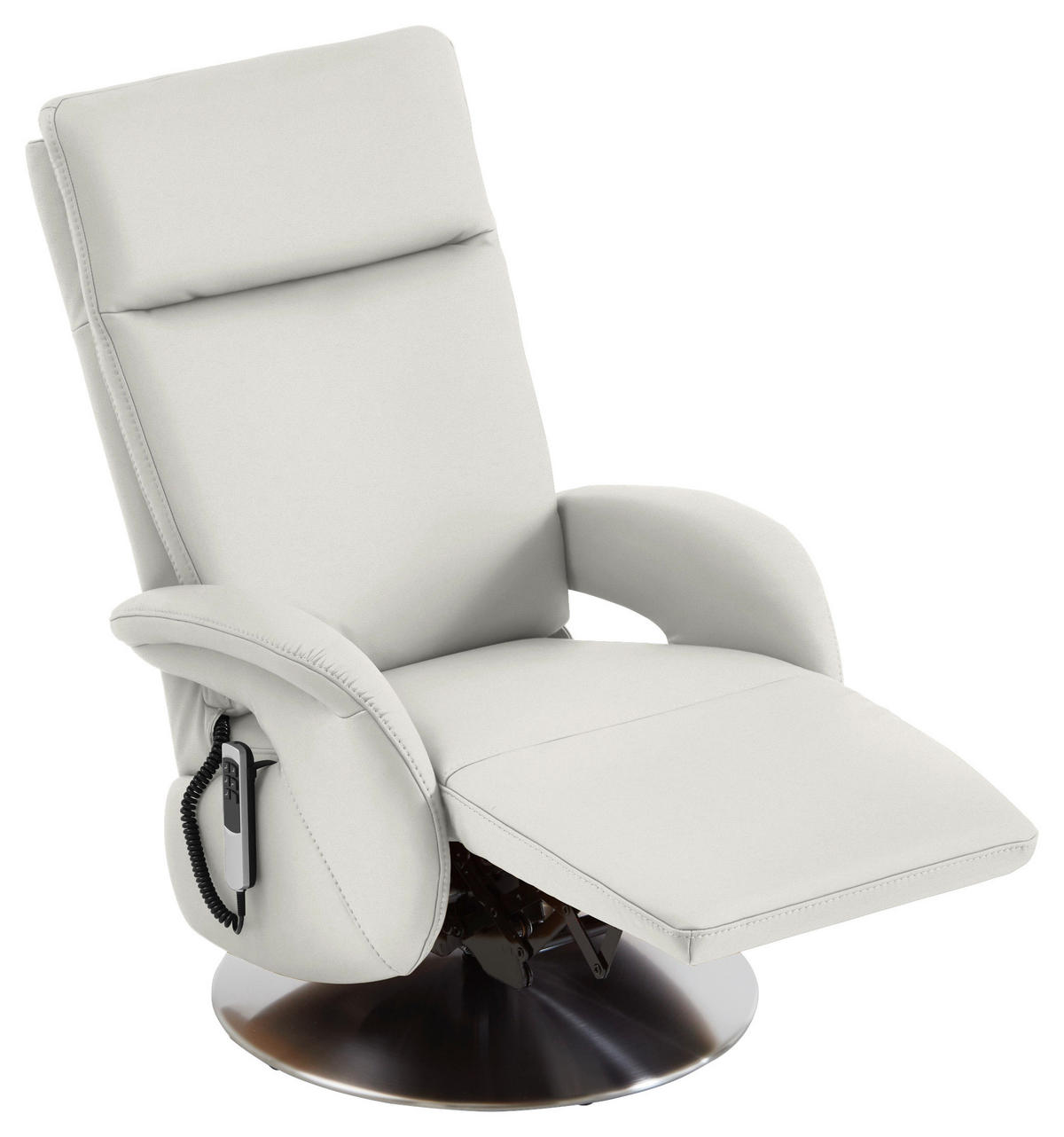 RELAXSESSEL in Leder Weiss  - Weiss/Edelstahlfarben, Design, Leder/Metall (70/108/80cm) - Cantus