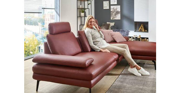 ECKSOFA in Echtleder Dunkelrot - Schwarz/Dunkelrot, Design, Leder/Metall (310/180cm) - Dieter Knoll