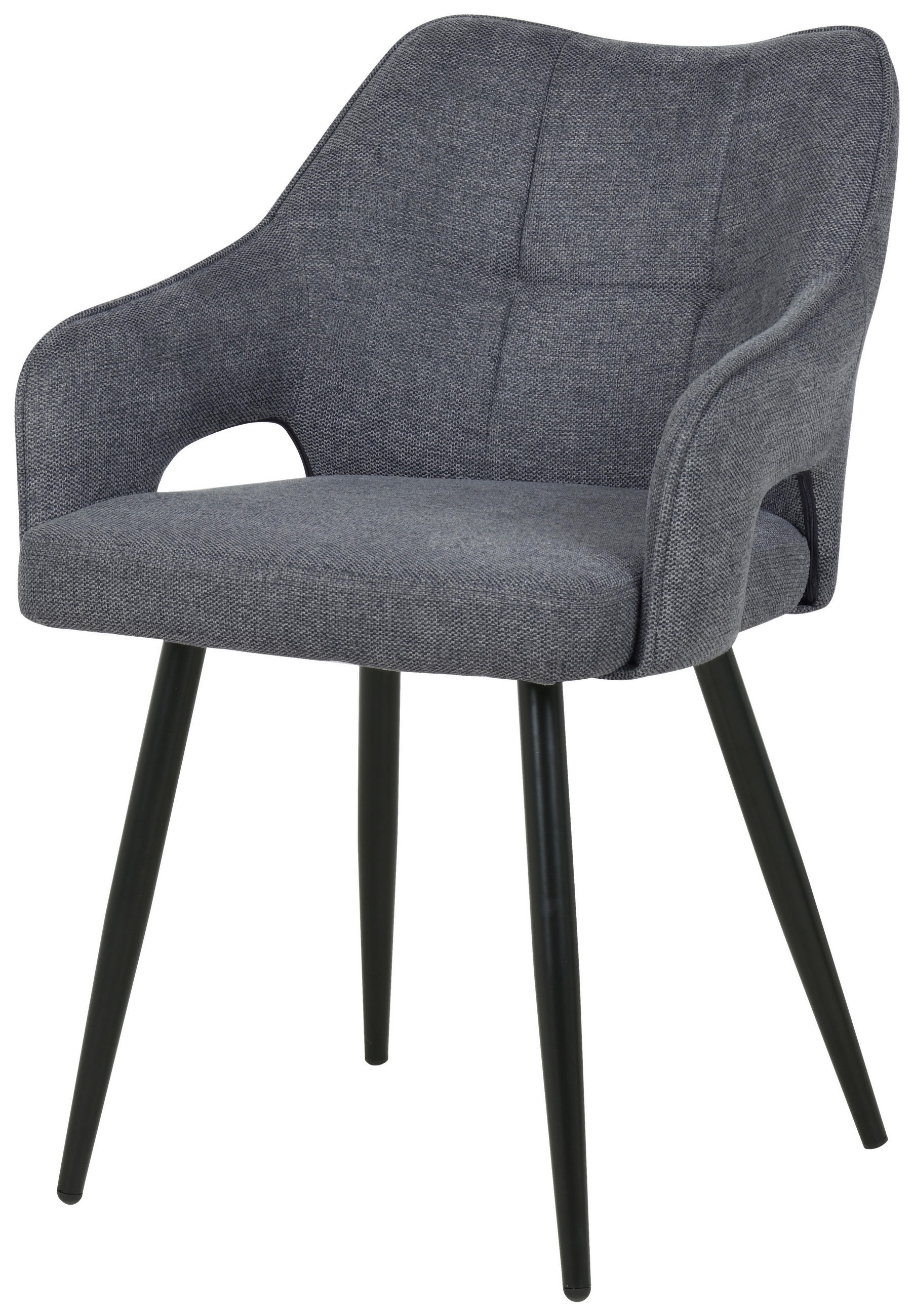 Scaun Cu Brațe din lemn, metal, textil, gri