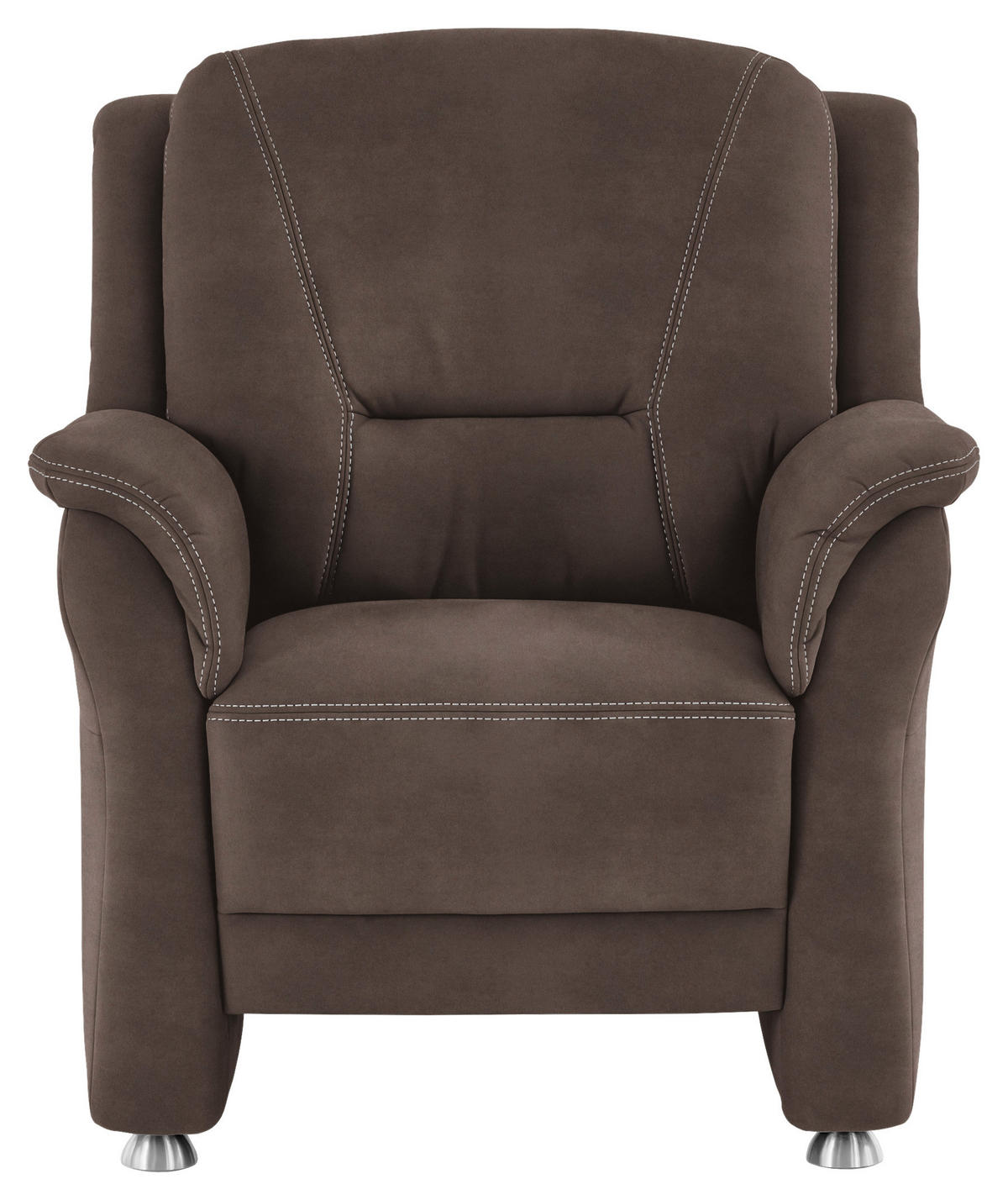 SESSEL in Mikrofaser Graubraun  - Graubraun/Beige, Konventionell, Textil/Metall (90/100/92cm) - Beldomo Comfort