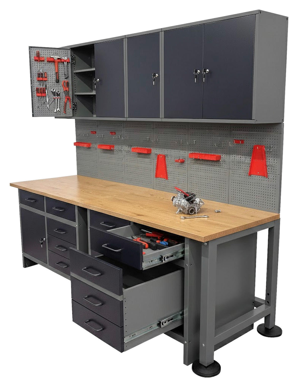 WERKZEUGWAND  - Schwarz, MODERN, Holz/Metall (240cm) - Prestige Home