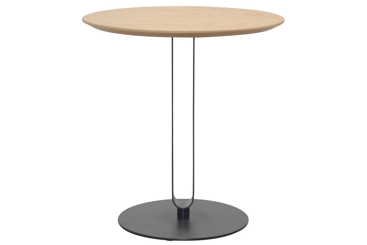 BEISTELLTISCH 50/50/52 cm Schwarz, Eichefarben rund  - Eichefarben/Schwarz, Design, Holzwerkstoff/Metall (50/50/52cm) - MID.YOU