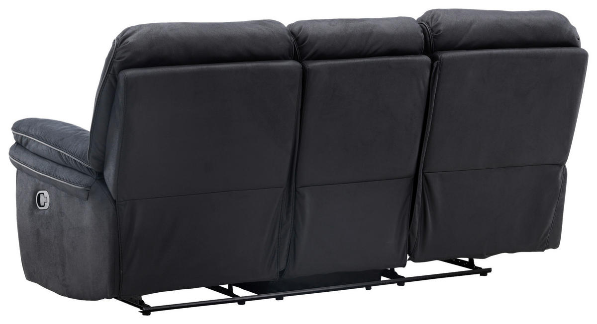 3-SITZER-SOFA in Lederlook (vegan) Schwarz  - Schwarz, Design, Kunststoff/Textil (228/103/99cm) - Livetastic