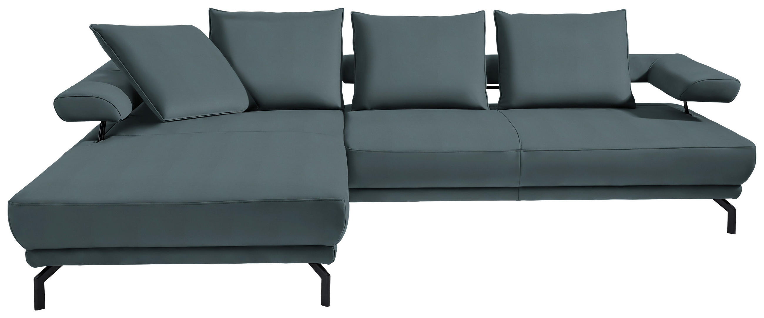 ECKSOFA in Mikrofaser Blau  224/305 cm  - Blau/Schwarz, Design, Textil/Metall (224/305cm) - Dieter Knoll