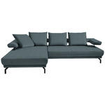 ECKSOFA Fino in Mikrofaser Blau  224/305 cm  - Blau/Schwarz, Design, Textil/Metall (224/305cm) - Dieter Knoll