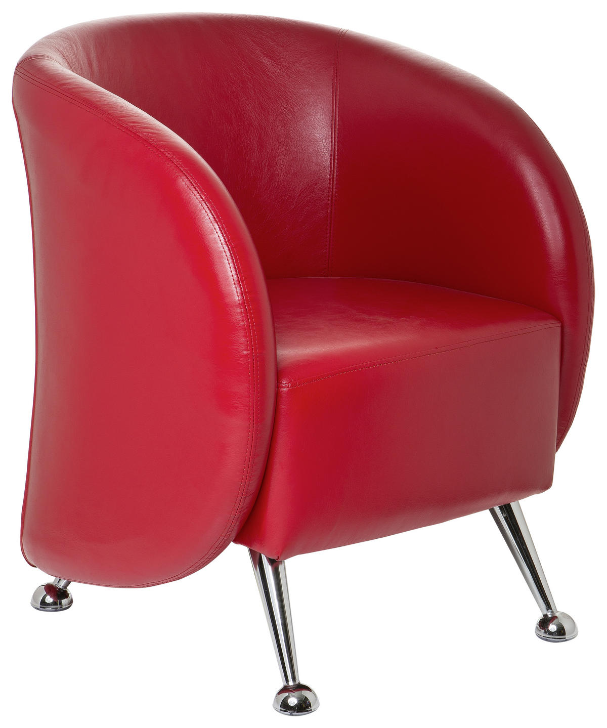 SESSEL Lederlook Rot    - Chromfarben/Rot, MODERN, Textil/Metall (60/85/50cm) - MID.YOU