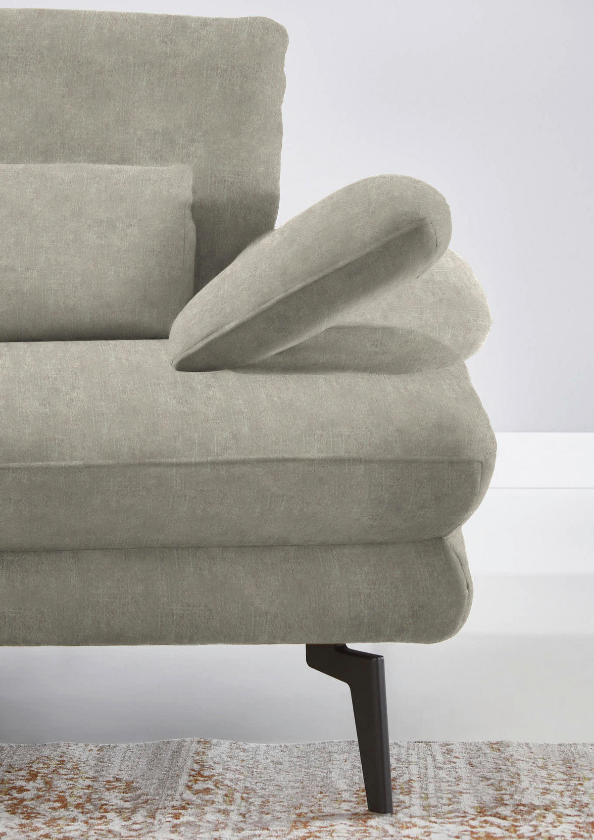 ECKSOFA in Velours Platinfarben  - Platinfarben/Schwarz, Design, Textil/Metall (180/310cm) - Dieter Knoll