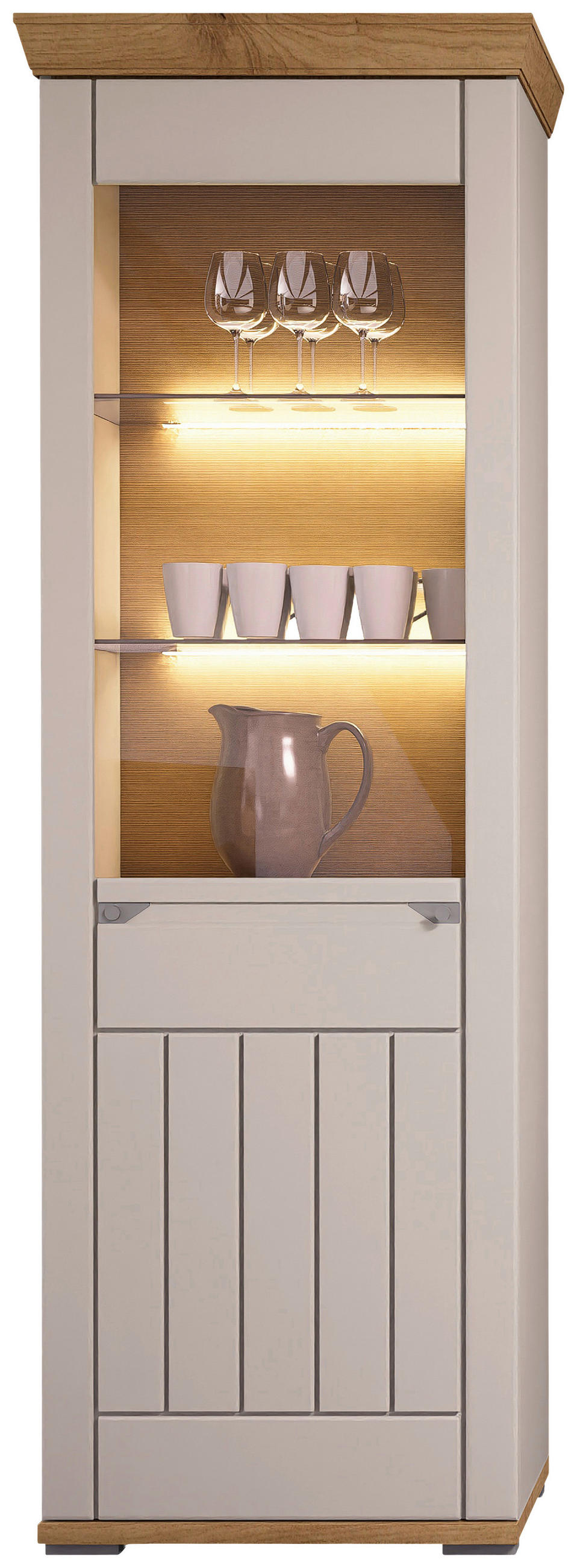 VITRINE  in Kaschmir, Eiche Artisan  - Kaschmir/Eiche Artisan, ROMANTIK / LANDHAUS, Glas/Holzwerkstoff (70/208/45cm) - Landscape