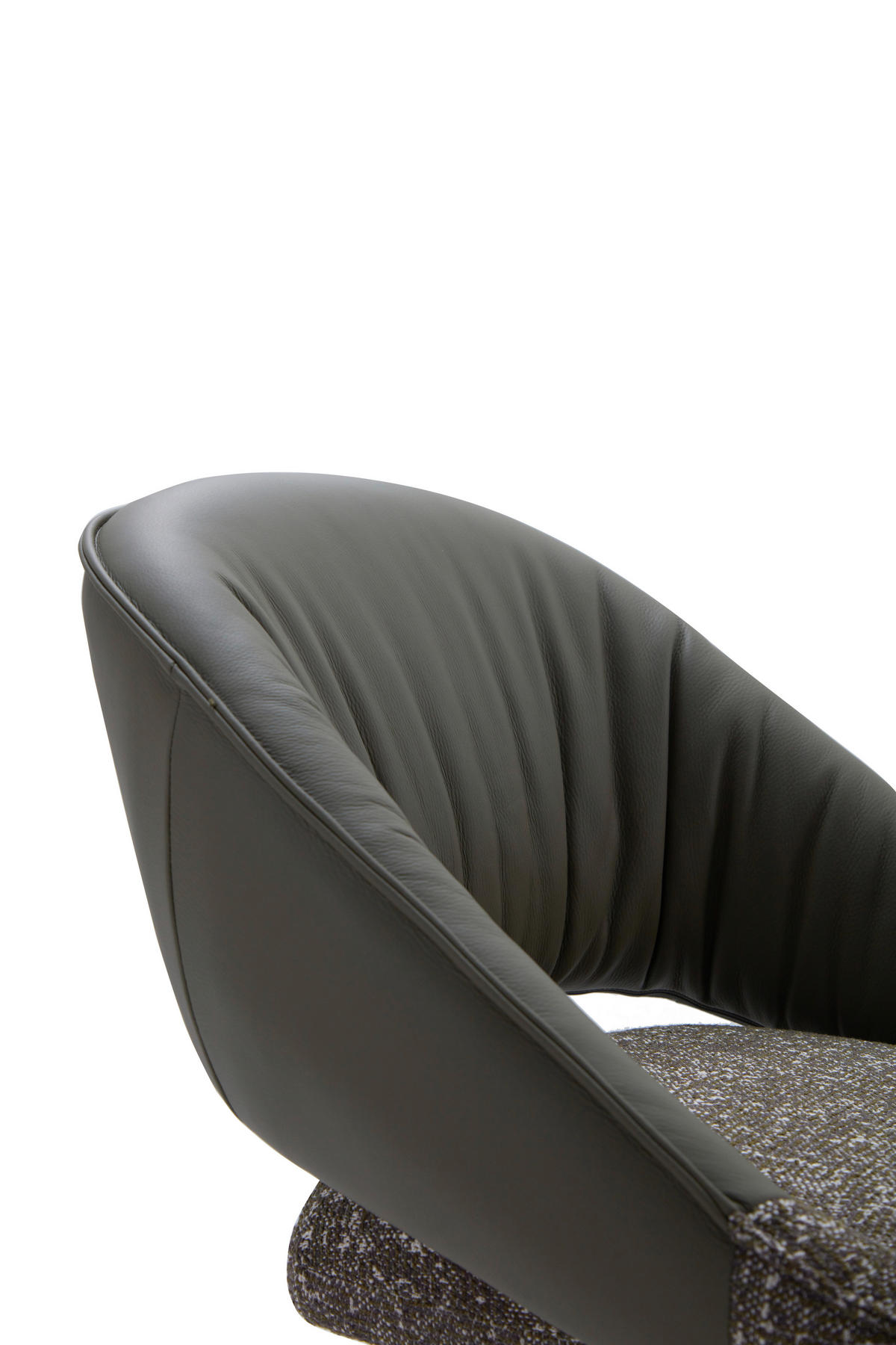 ARMLEHNSTUHL  Sitzfläche 360° drehbar, automatische Rückholfunktion Webstoff Echtleder  - Schwarz/Graugrün, Design, Leder/Textil (61/81/66cm) - Dieter Knoll