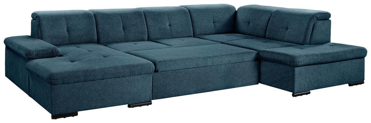 WOHNLANDSCHAFT  in Chenille Dunkelblau  - Dunkelblau/Grau, KONVENTIONELL, Kunststoff/Textil (240/340/188cm) - Carryhome