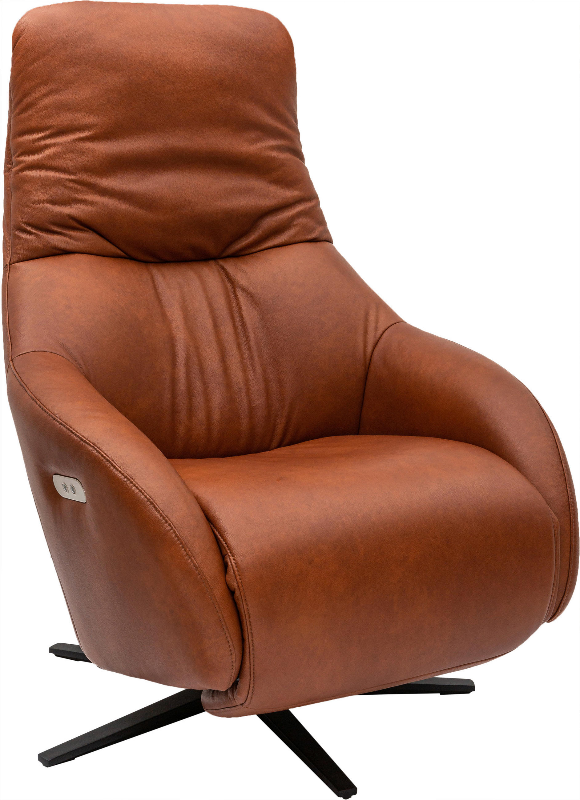 FOTEL - fekete/konyak, Design, bőr (77/108/95cm) - Chilliano