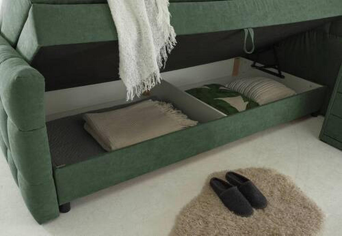 BOXSPRINGBETT 180/200 cm  in Olivgrün  - Schwarz/Olivgrün, MODERN, Holzwerkstoff/Kunststoff (180/200cm) - MID.YOU